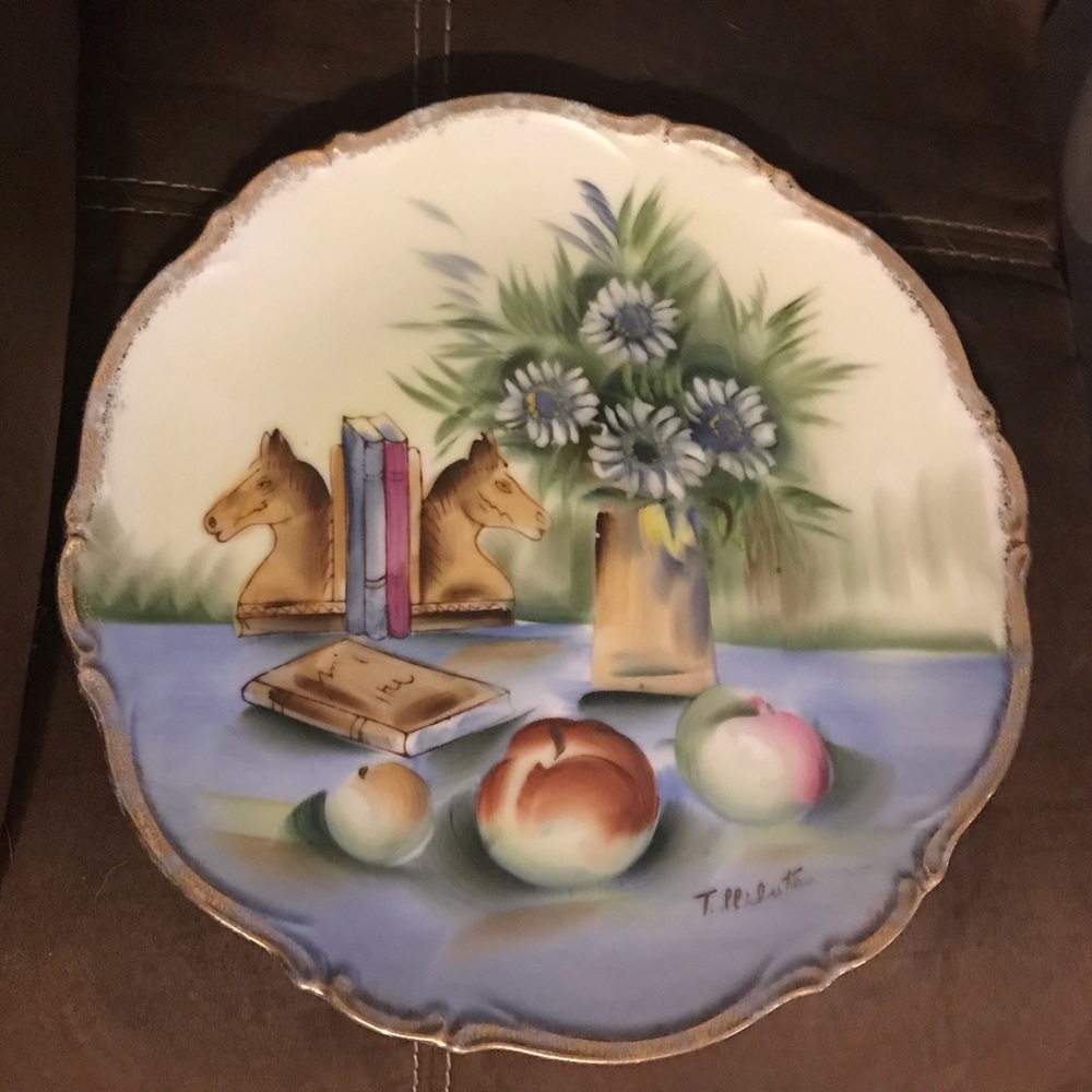 Norleans Decorative 10" Plate Artist Signed Fruit Gold Rimmed Japan Handpainted/